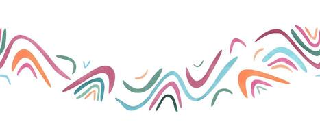 Fluid shapes and dynamic curves in vibrant colors. Seamless geometric abstract pattern. Watercolor illustration. For children print, child textiles, package vector