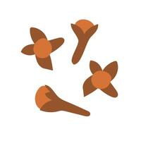 illustration, dried cloves, spice from the flower bud isolated on white background. Spice for food and drink design , banner ,and pattern . vector