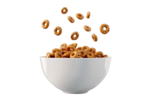 Cereal in white bowl isolated on transparent background. png