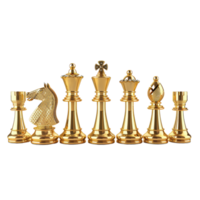 Gold chess pieces isolated on transparent background png