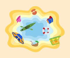 summer sea view sky and beach paper cut art banner illustration flat style background for you design vector