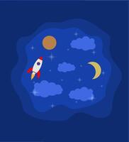 sky and clouds paper cut art banner illustration flat style background for you design vector