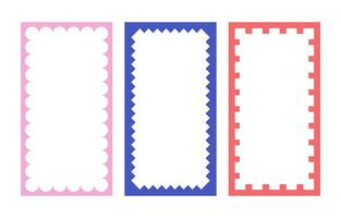 Set of three frames. Light frame for all sizes and formats. Isolated illustration. Light pink and blue colors. Isolated on white background. vector