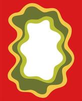 Wavy frame with green, yellow and red line colors. Curved line, wavy edge. Frame with irregularities. Empty space. Frame in frame effect. vector
