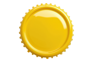 Yellow metallic bottle cap isolated on transparent background. png