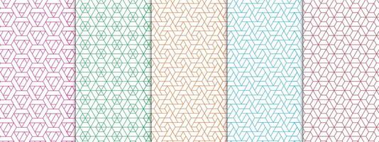 Set of Colorful seamless geometric pattern illustration background. vector