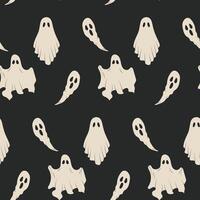 Seamless pattern. Retro Halloween. Ghosts on black background vector