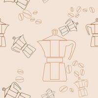 Editable Outline Style Mokapot Coffee Maker Vectorized Illustration Seamless Pattern for Creating Background About Cafe and Coffee Industry vector
