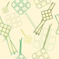 Editable Various Outline Style Indonesian or Malaysian Ketupat Vectorized Illustration Seamless Pattern for Creating Background of Islamic Moment Eid Mubarak Concept with Melayu and Javanese Culture vector