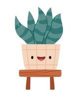 A cute succulent in a pot is smiling.Funny desert plantcharacters with face.Funny desert plants characters with face. vector