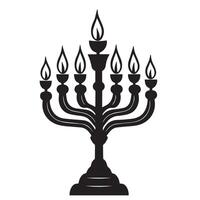 Silhouette of a traditional Hanukkah menorah with burning candles. vector