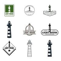 Set of Lighthouse Design Element in Vintage Style for Logo or Badge Retro illustration. illustration. vector