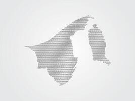 Brunei map using binary digits or numbers on light background vector