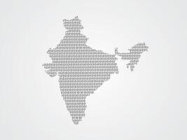 India map using binary codes on white background vector