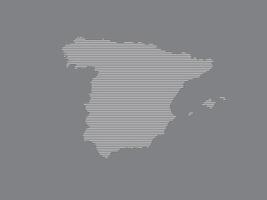 Spain map illustration using simple straight lines of white color on black background vector