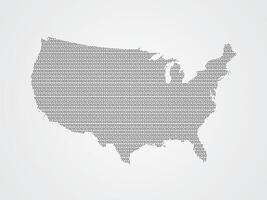 USA or United States of America map using binary numbers or signs vector