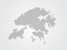 Hong Kong map using binary codes on white background vector