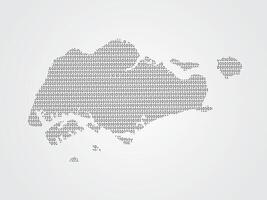 Singapore map using binary codes on white background vector
