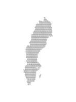 Sweden map using binary digits or numbers on light background vector