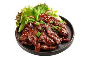 Teriyaki beef isolated on transparent background. png