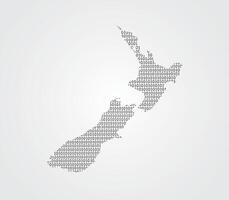 New Zealand map using binary digits or numbers on light background vector