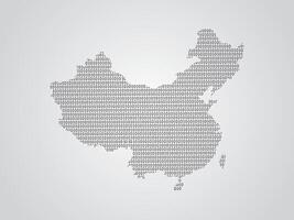 China map using binary codes on white background vector