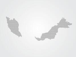 Malaysia map using binary codes on white background vector