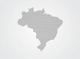 Brazil map using binary codes on white background vector