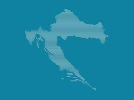 Croatia map illustration using simple straight lines of white color on blue background vector