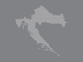 Croatia map illustration using simple straight lines of white color on dark background vector
