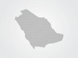 Saudi Arabia map using binary codes on white background vector