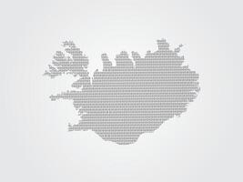 Iceland map using binary digits or numbers on light background vector