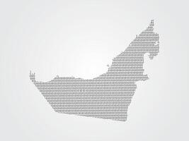 United Arab Emirates or UAE map using binary digits or numbers on light background vector