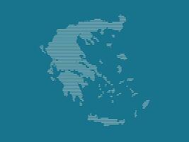Greece map illustration using simple straight lines of white color on blue background vector