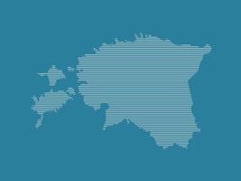 Estonia map illustration using simple straight lines of white color on blue background vector