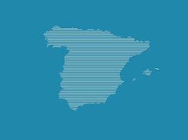 Spain map illustration using simple straight lines of white color on blue background vector