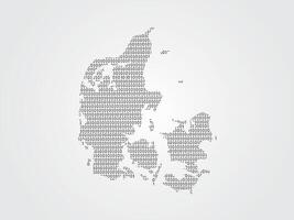 Denmark map using binary digits or numbers on light background vector