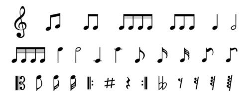 Music notes set. Musical note flat icon collection. vector