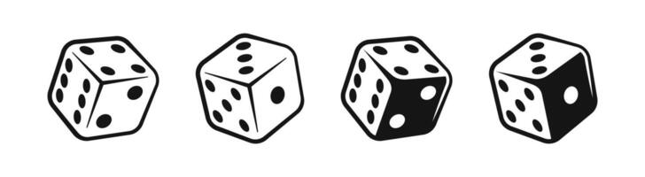 Playing dice cubes icon set. vector
