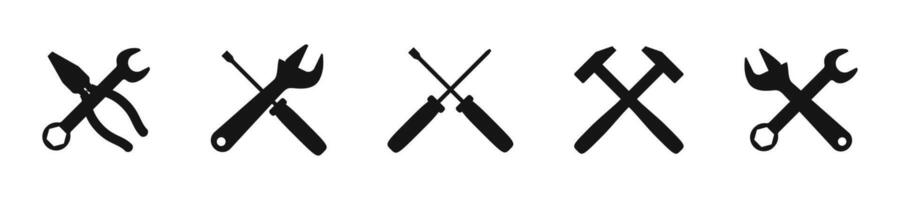 Construction worker tools icon set. vector