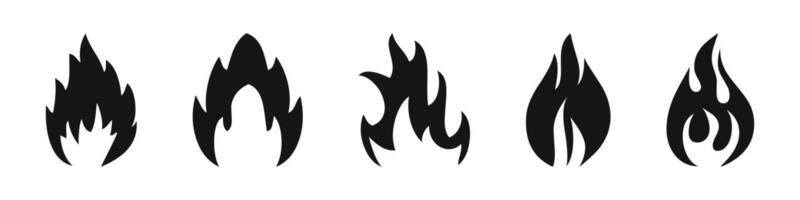 Fire flaming icon set. vector