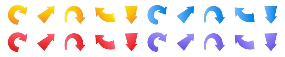Arrow bright gradient set. Arrows motion button collection. vector