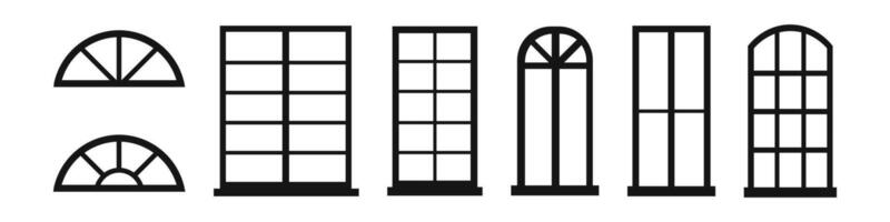 Window frames set. Building element flat silhouette collection. vector
