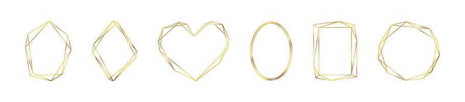Golden frames set. Gold frame shiny collection. vector