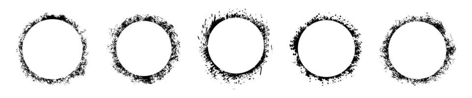 Grunge frame set. Round brush frames collection. vector