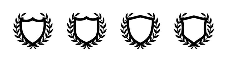 Shield with laurel wreath icons. vector