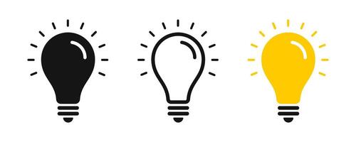 Lightbulb flat icon set. vector