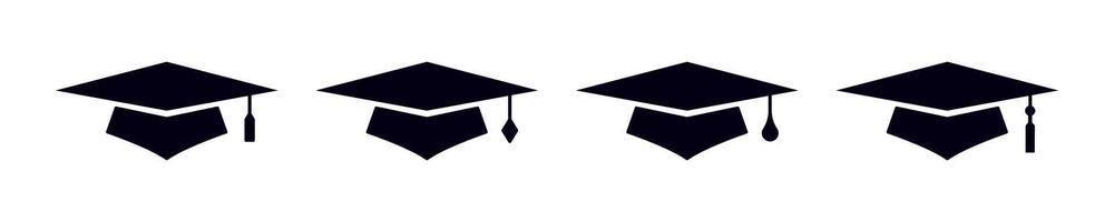 Student hat icon set. Graduation cap icons. vector