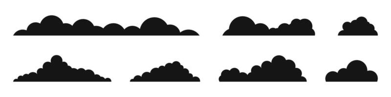 Cloudscape silhouette set. Clouds flat collection. vector