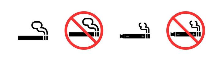 No smoking symbol collection. Smoke allowed and forbidden icons. vector